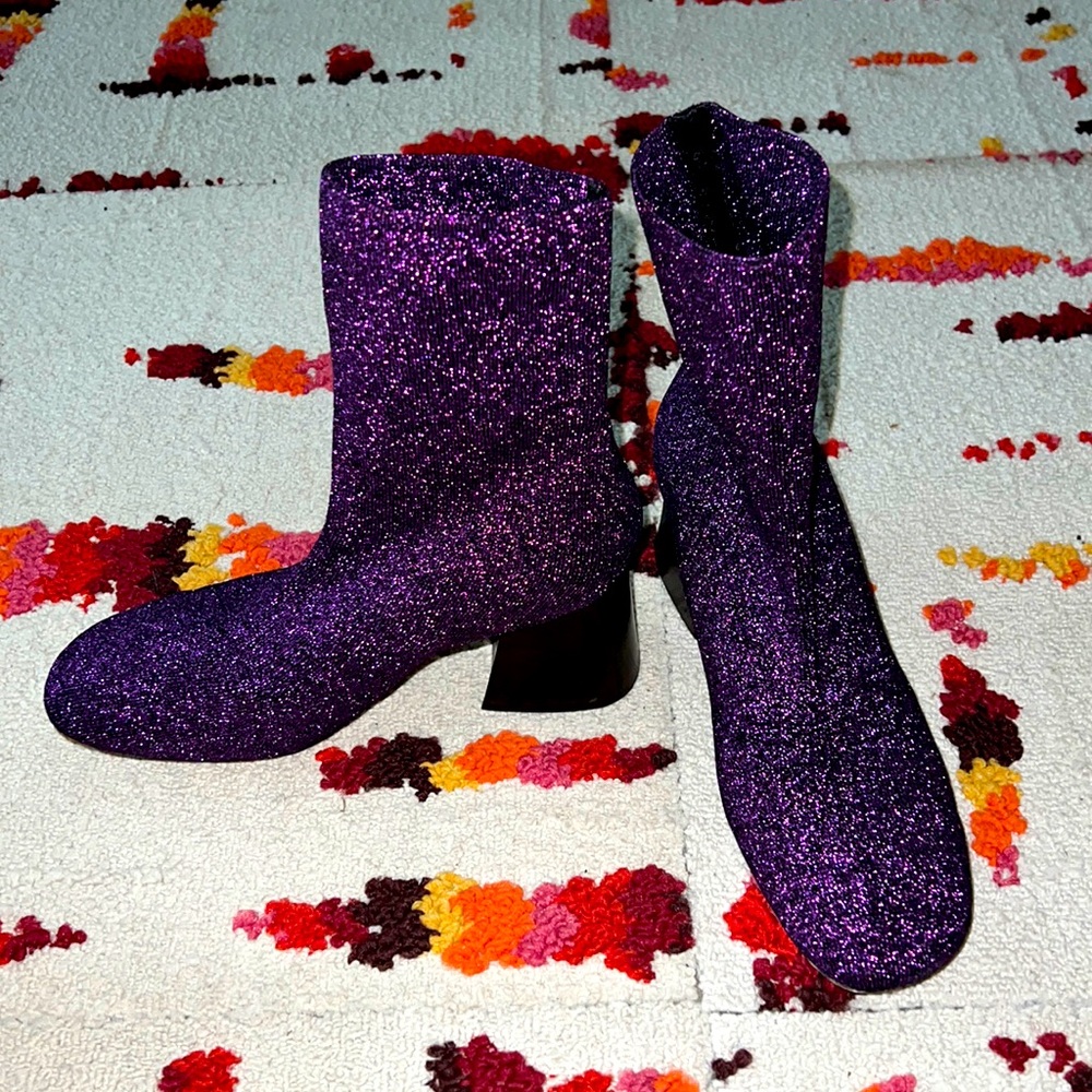 Céline purple metallic knit boots 36.5 Phoebe era